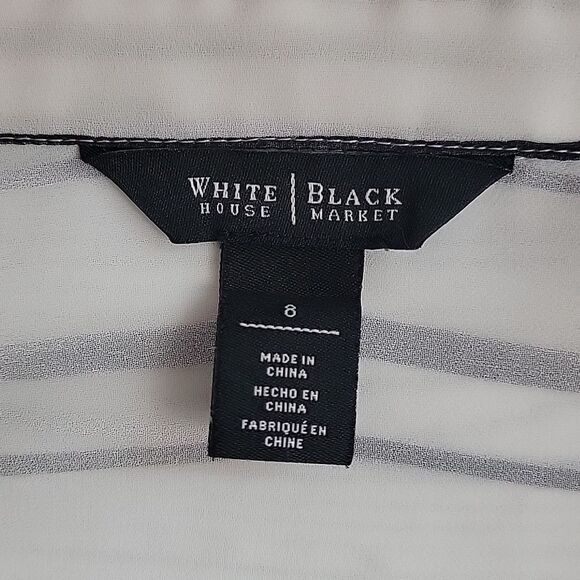 White House Black Market Striped Long Sleeve Draped Top Womens Size 8 - Picture 10 of 14